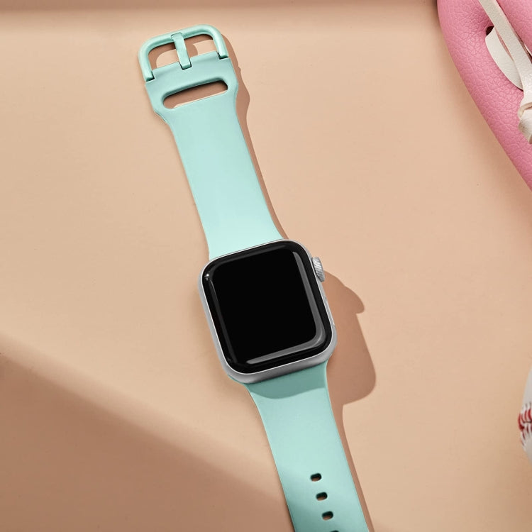 For Apple Watch Series 7 41mm Pin Buckle Silicone Watch Band(Mint Green) - free shipping - PMC TechLife - Order now!