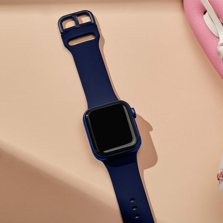 For Apple Watch Series 7 41mm Pin Buckle Silicone Watch Band(Midnight Blue) - free shipping - PMC TechLife - Order now!