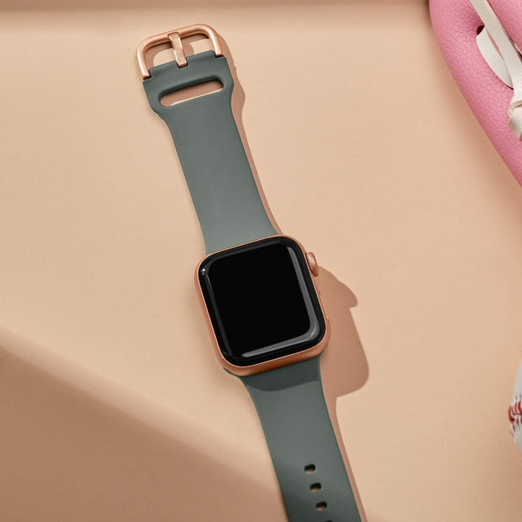 For Apple Watch Series 7 45mm Pin Buckle Silicone Watch Band(Olive) - free shipping - PMC TechLife - Order now!