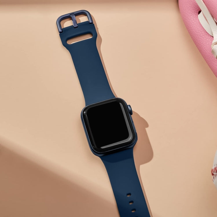 For Apple Watch Series 7 45mm Pin Buckle Silicone Watch Band(Abyss Blue) - free shipping - PMC TechLife - Order now!