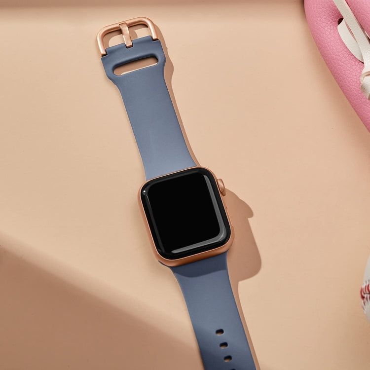 For Apple Watch SE 40mm Pin Buckle Silicone Watch Band(Blue Grey) - free shipping - PMC TechLife - Order now!