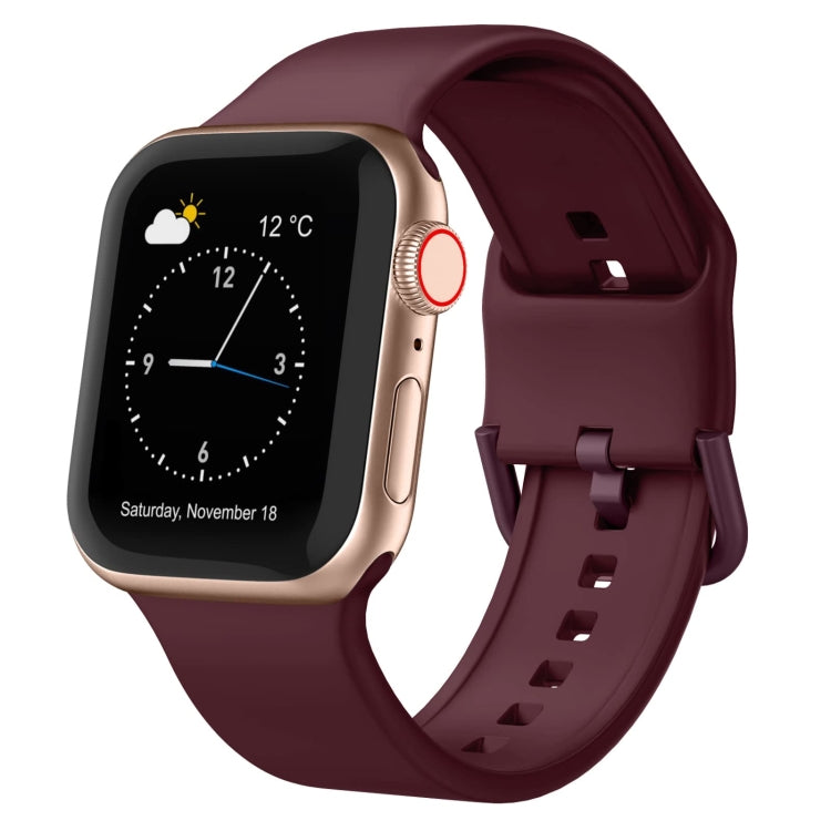 For Apple Watch SE 44mm Pin Buckle Silicone Watch Band(Wine Red) - free shipping - PMC TechLife - Order now!