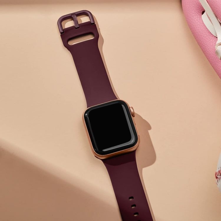 For Apple Watch SE 44mm Pin Buckle Silicone Watch Band(Wine Red) - free shipping - PMC TechLife - Order now!