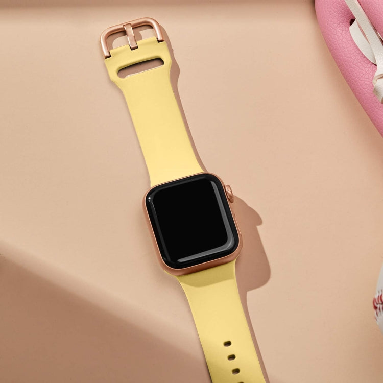 For Apple Watch Series 6 44mm Pin Buckle Silicone Watch Band(Yellow) - free shipping - PMC TechLife - Order now!