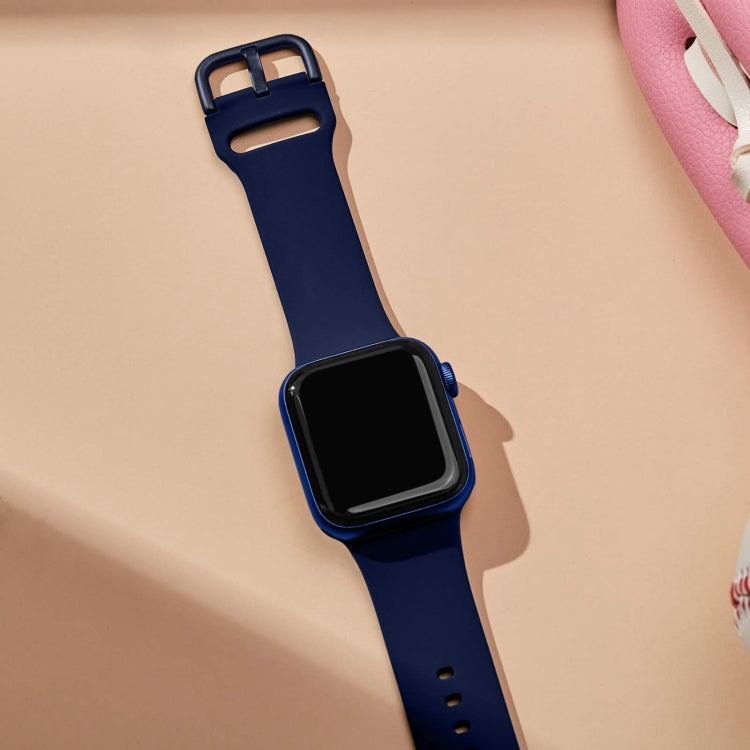 For Apple Watch SE 2023 40mm Pin Buckle Silicone Watch Band(Midnight Blue) - free shipping - PMC TechLife - Order now!