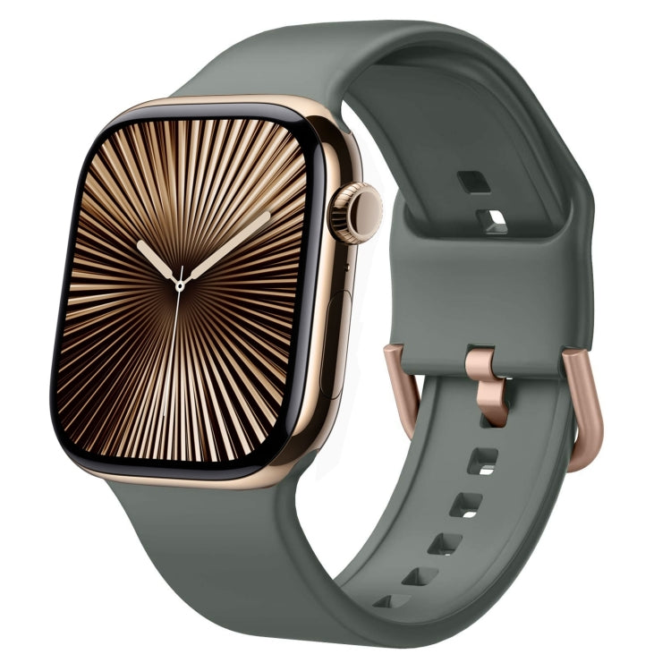 For Apple Watch Series 10 46mm Pin Buckle Silicone Watch Band(Olive) - free shipping - PMC TechLife - Order now!