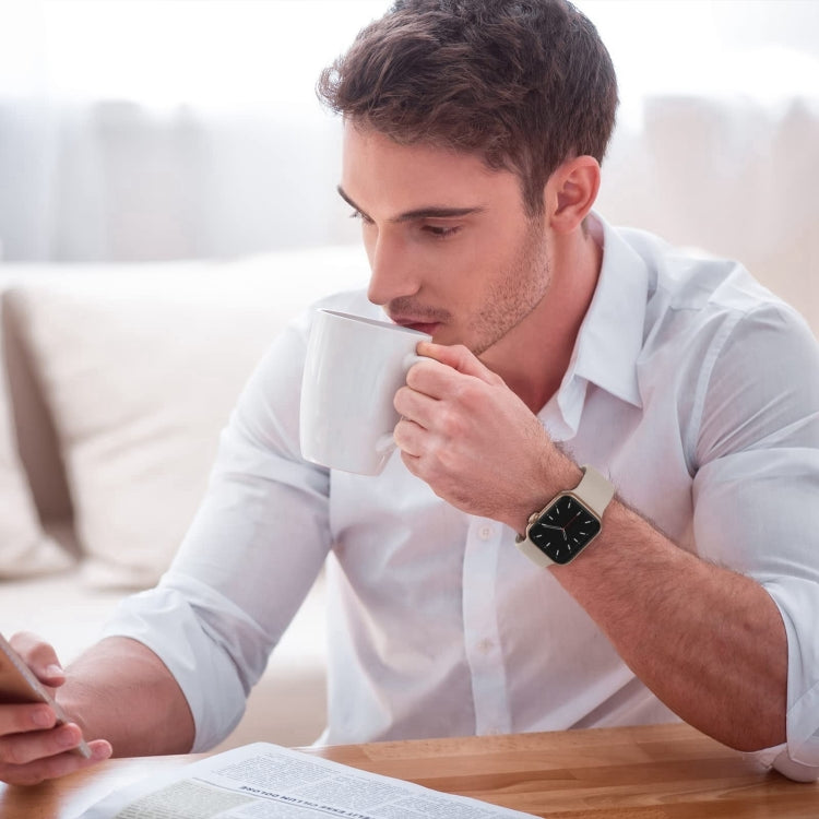 For Apple Watch Series 10 46mm Pin Buckle Silicone Watch Band(Milk Tea) - free shipping - PMC TechLife - Order now!