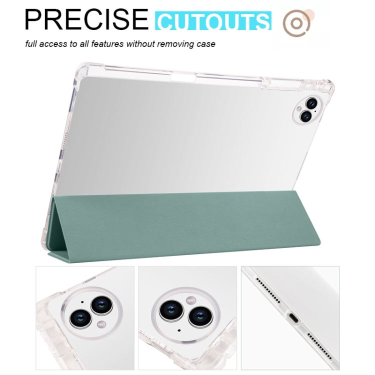 For Huawei MatePad Pro 13.2 2023 3-folding Transparent TPU Smart Leather Tablet Case(Dark Night Green) - Huawei by PMC TechLife | Online Shopping South Africa | PMC TechLife