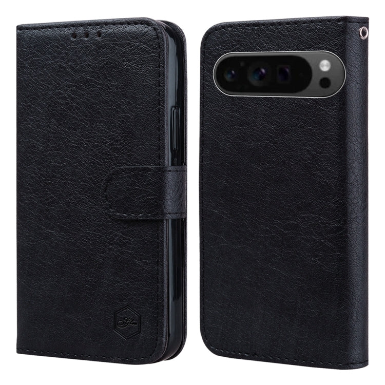 For Google Pixel 9 Pro Skin Feeling Oil Leather Texture PU + TPU Phone Case(Black) - Google Cases by PMC TechLife | Online Shopping South Africa | PMC TechLife | Buy Now Pay Later Mobicred