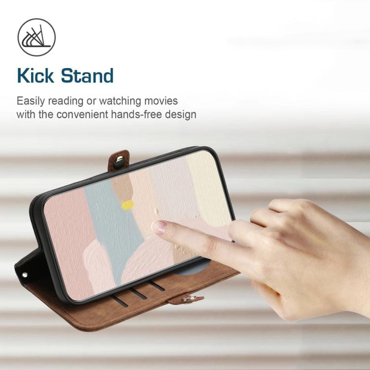 For iPhone 17 Air Side Buckle Double Fold Hand Strap Leather Phone Case(Brown) - free shipping - PMc TechLife - Order now!