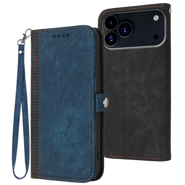 For iPhone 17 Pro Side Buckle Double Fold Hand Strap Leather Phone Case(Royal) - free shipping - PMc TechLife - Order now!