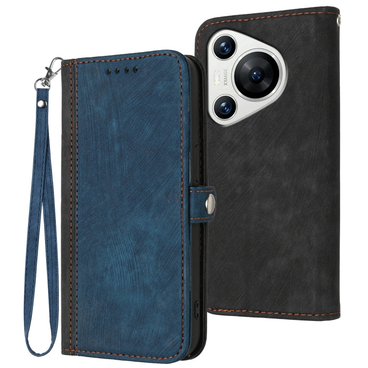 For Huawei Pura 70 Pro/70 Pro+ Side Buckle Double Fold Hand Strap Leather Phone Case(Royal Blue) - Huawei Cases by PMC Jewellery | Online Shopping South Africa | PMC Jewellery | Buy Now Pay Later Mobicred