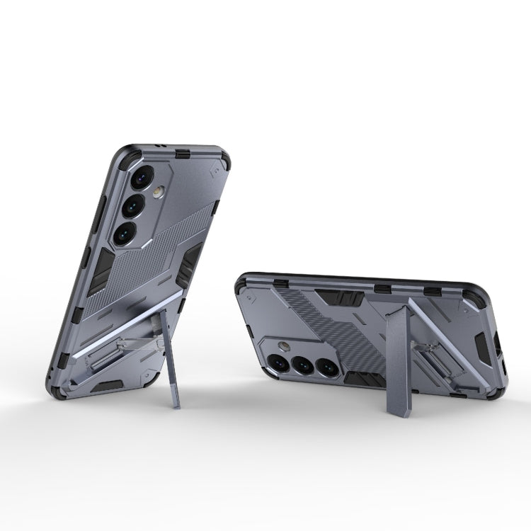 For Samsung Galaxy S24 5G Punk Armor 2 in 1 PC + TPU Shockproof Phone Case with Invisible Holder(Grey) - Galaxy S24 5G Cases by PMC TechLife | Online Shopping South Africa | PMC TechLife | Buy Now Pay Later Mobicred