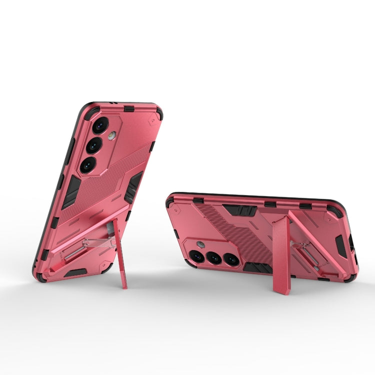 For Samsung Galaxy S24 5G Punk Armor 2 in 1 PC + TPU Shockproof Phone Case with Invisible Holder(Light Red) - Galaxy S24 5G Cases by PMC TechLife | Online Shopping South Africa | PMC TechLife