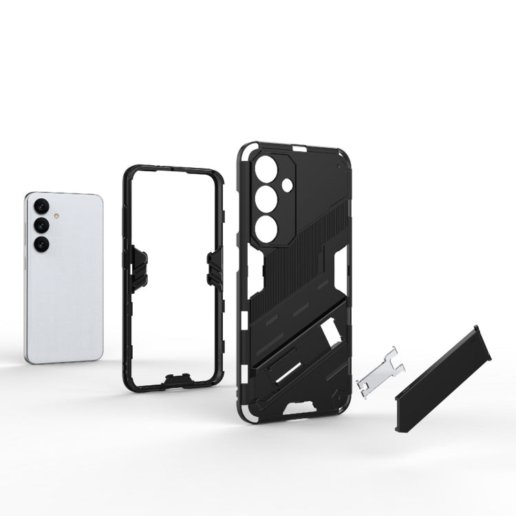 For Samsung Galaxy S24 5G Punk Armor 2 in 1 PC + TPU Shockproof Phone Case with Invisible Holder(Light Red) - Galaxy S24 5G Cases by PMC TechLife | Online Shopping South Africa | PMC TechLife