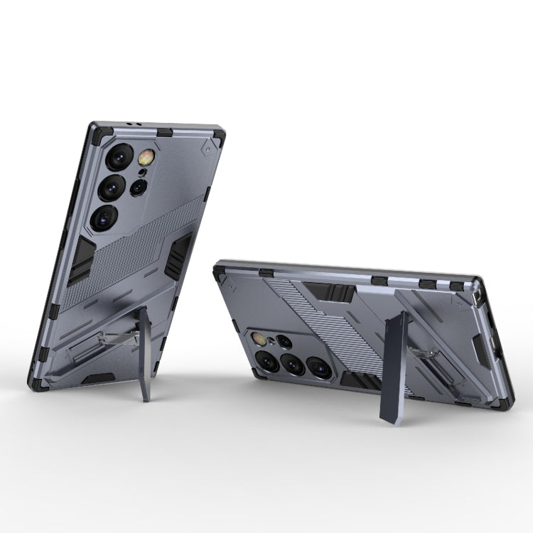For Samsung Galaxy S24 Ultra 5G Punk Armor 2 in 1 PC + TPU Shockproof Phone Case with Invisible Holder(Grey) - Galaxy S24 Ultra 5G Cases by PMC TechLife | Online Shopping South Africa | PMC TechLife