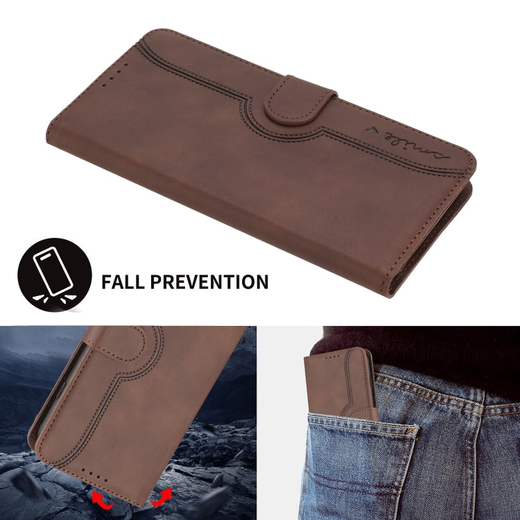 For iPhone 16e Heart Pattern Skin Feel Leather Phone Case(Brown) - free shipping - PMC TechLife - Order now!