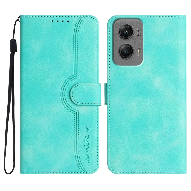 For Motorola Moto G Stylus 5G 2024 Heart Pattern Skin Feel Leather Phone Case(Light Blue) - Motorola Cases by PMC Jewellery | Online Shopping South Africa | PMC Jewellery | Buy Now Pay Later Mobicred
