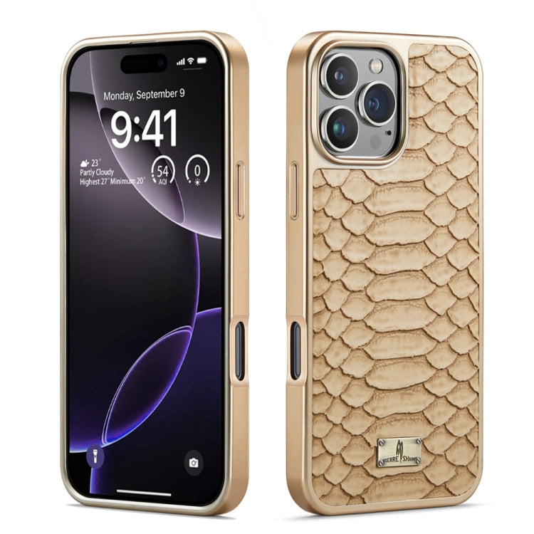 For iPhone 16 Pro Max Fierre Shann Python Texture Electroplating PU Phone Case(White) - free shipping - PMC Jewellery - Order now!