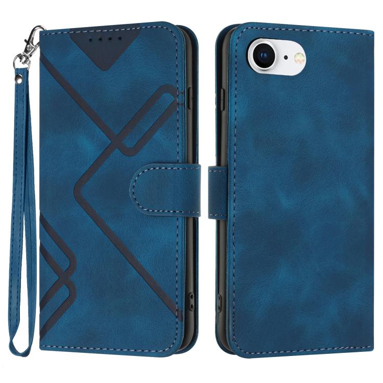 For iPhone 16e Line Pattern Skin Feel Leather Phone Case(Royal Blue) - free shipping - PMC TechLife - Order now!
