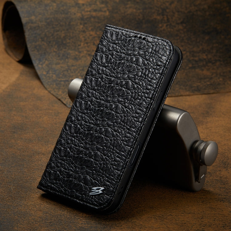 For iPhone 16 Pro Fierre Shann Crocodile Texture Magnetic Genuine Leather Phone Case(Black) - free shipping - PMC Jewellery - Order now!