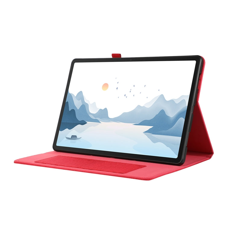 For Lenovo Tab P12 Horizontal Flip TPU + Fabric PU Leather Tablet Case(Red) - Lenovo by PMC TechLife | Online Shopping South Africa | PMC TechLife | Buy Now Pay Later Mobicred