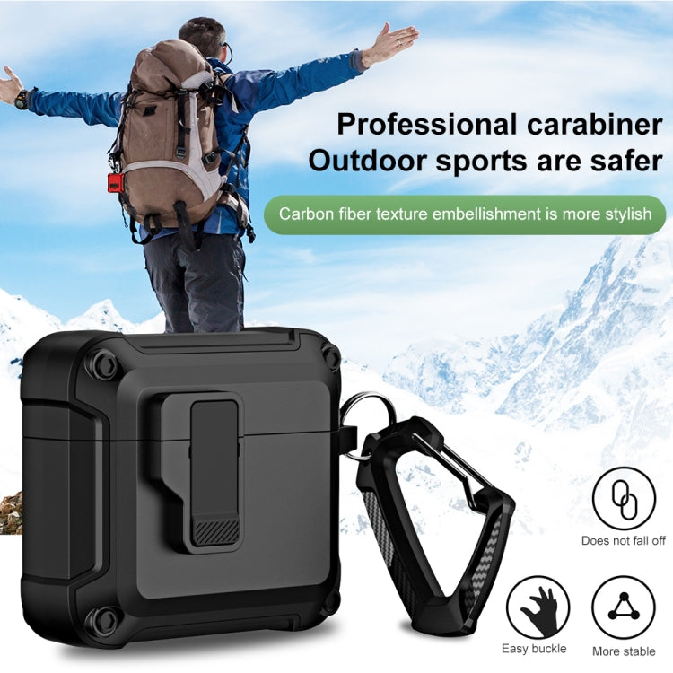 For AirPods 3 TPU + PC Wireless Bluetooth Earphone Protective Case with Switch Lock & Hook(Grey) - For AirPods 3 by PMC Jewellery | Online Shopping South Africa | PMC Jewellery | Buy Now Pay Later Mobicred