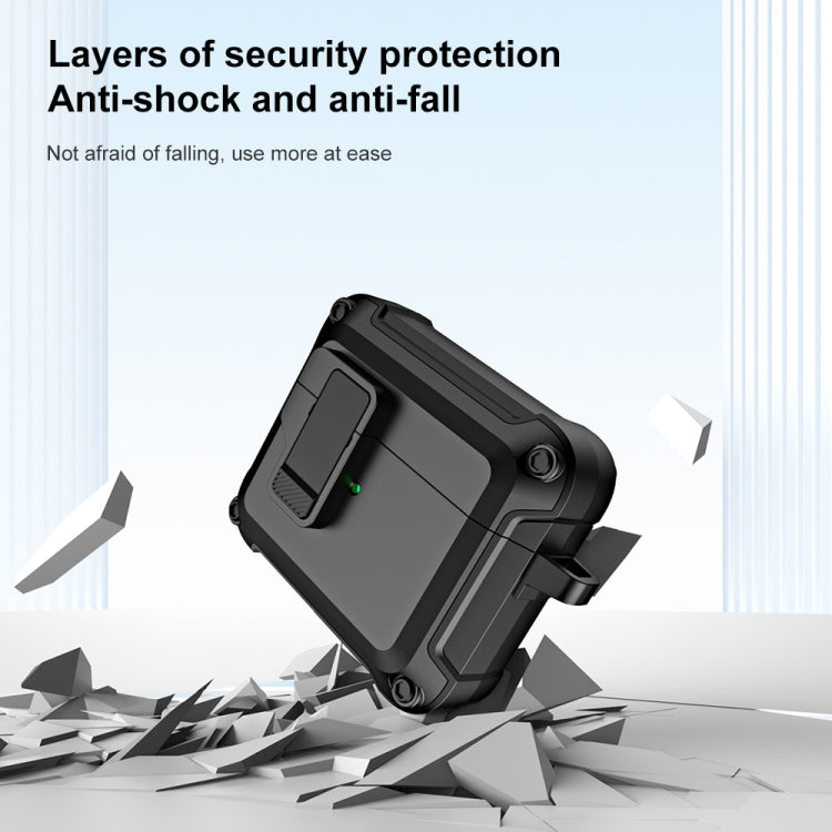 For AirPods 3 TPU + PC Wireless Bluetooth Earphone Protective Case with Switch Lock & Hook(Grey) - For AirPods 3 by PMC Jewellery | Online Shopping South Africa | PMC Jewellery | Buy Now Pay Later Mobicred