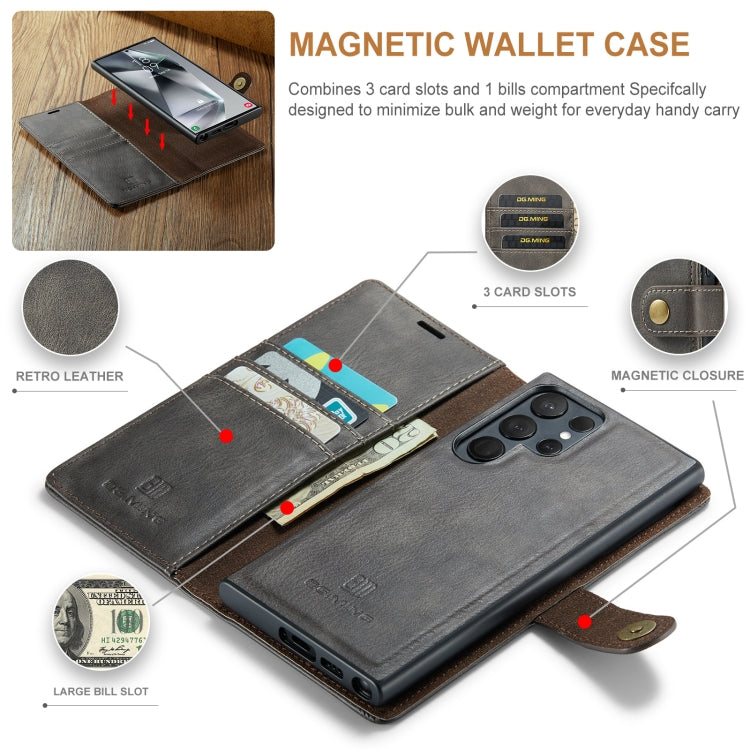 For Samsung Galaxy S24 Ultra 5G DG.MING Crazy Horse Texture Detachable Magnetic Leather Case(Grey) - free shipping - PMC Jewellery - Order now!