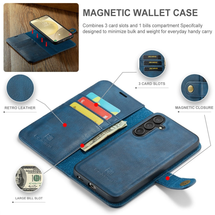 For Samsung Galaxy S24+ 5G DG.MING Crazy Horse Texture Detachable Magnetic Leather Case(Blue) - free shipping - PMC Jewellery - Order now!