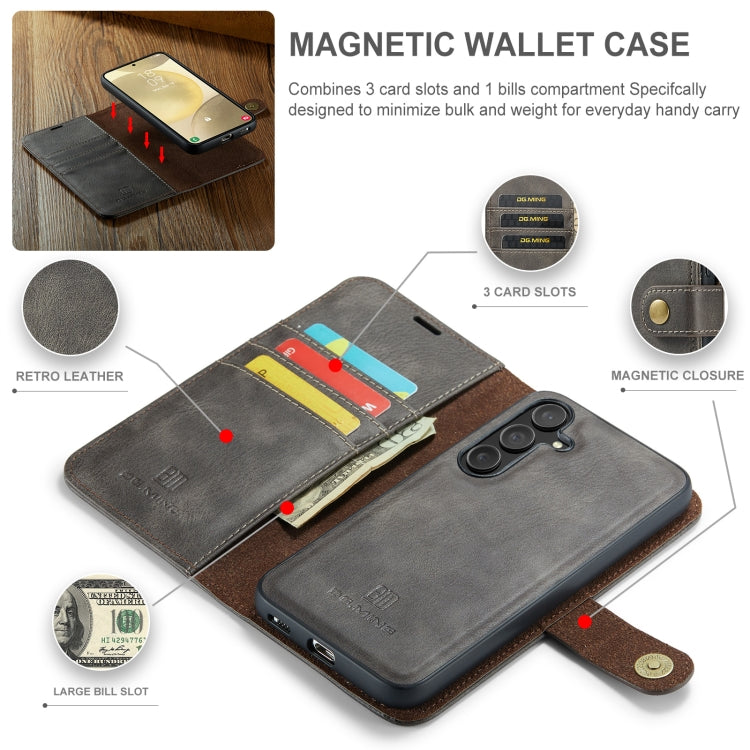 For Samsung Galaxy S24 5G DG.MING Crazy Horse Texture Detachable Magnetic Leather Case(Grey) - free shipping - PMC Jewellery - Order now!