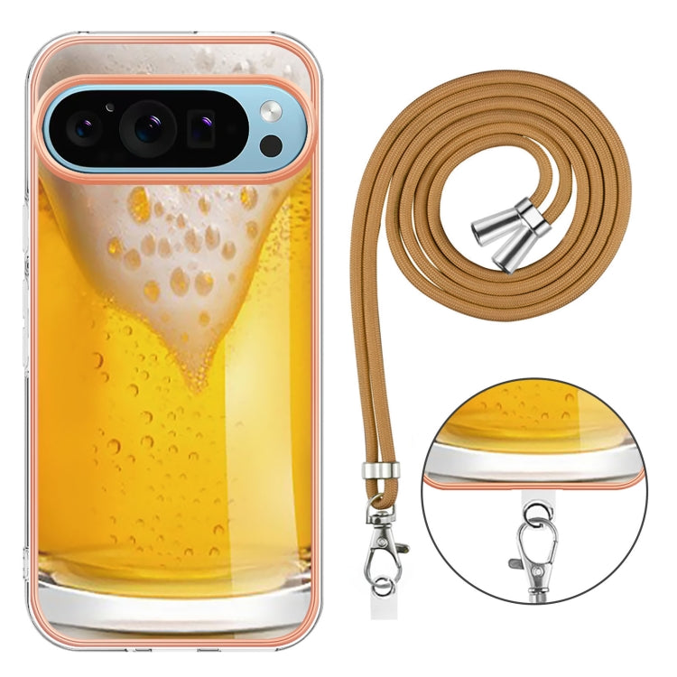 For Google Pixel 9 / 9 Pro Electroplating Dual-side IMD Phone Case with Lanyard(Draft Beer) - Google Cases by PMC TechLife | Online Shopping South Africa | PMC TechLife | Buy Now Pay Later Mobicred