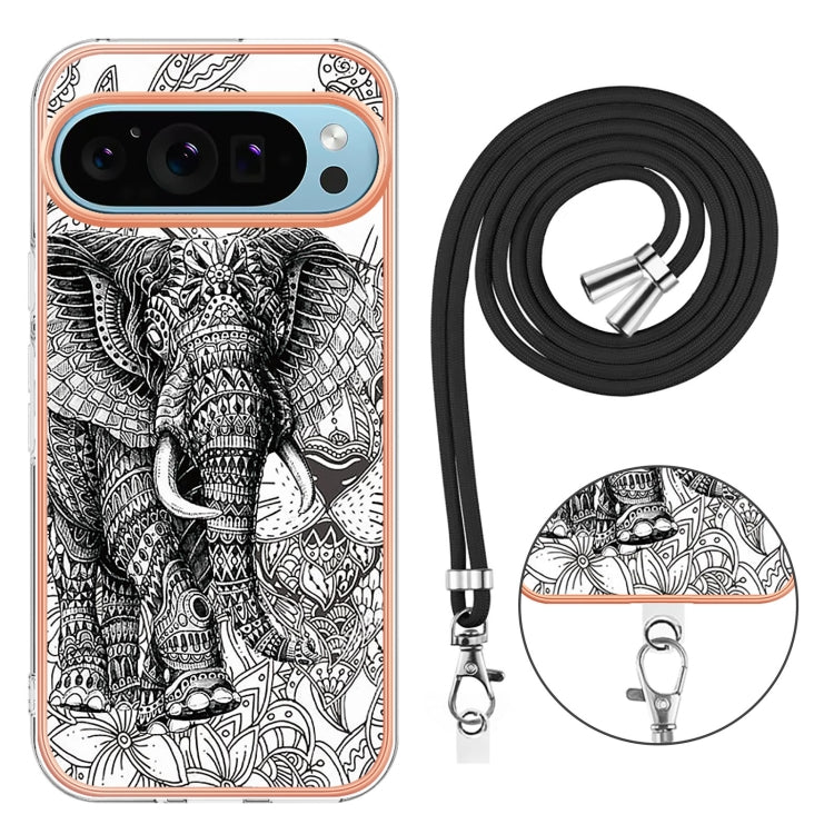 For Google Pixel 9 Pro XL Electroplating Dual-side IMD Phone Case with Lanyard(Totem Elephant) - free shipping - PMC TechLife - Order now!