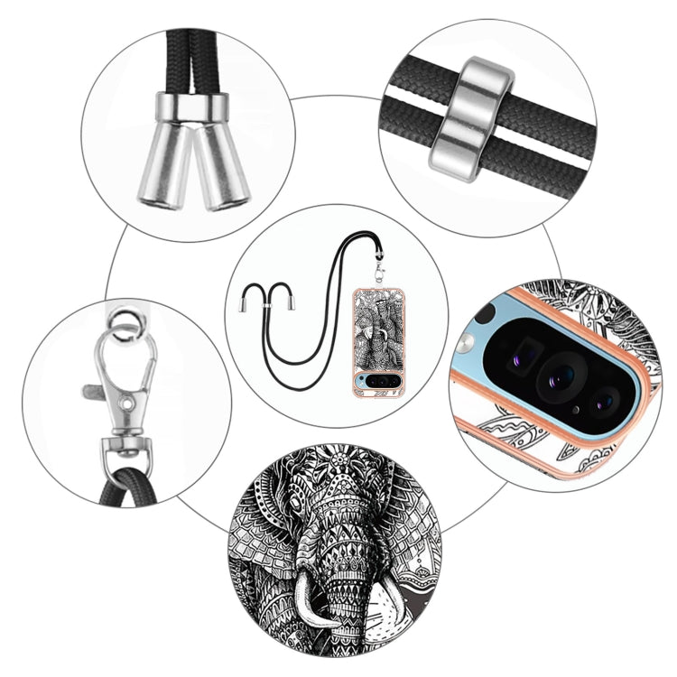 For Google Pixel 9 Pro XL Electroplating Dual-side IMD Phone Case with Lanyard(Totem Elephant) - free shipping - PMC TechLife - Order now!