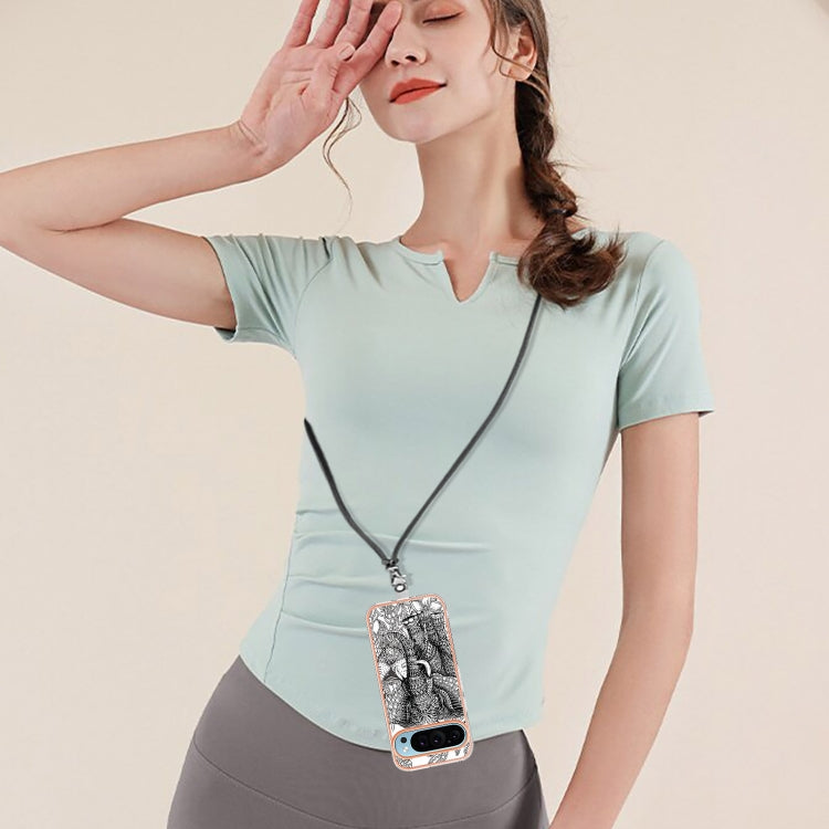 For Google Pixel 9 Pro XL Electroplating Dual-side IMD Phone Case with Lanyard(Totem Elephant) - free shipping - PMC TechLife - Order now!