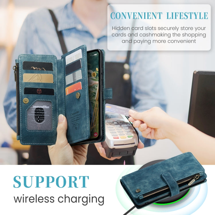 For Samsung Galaxy S23 FE CaseMe C30 Card Slots Zipper Wallet Leather Phone Case(Blue) - free shipping - PMC Jewellery - Order now!