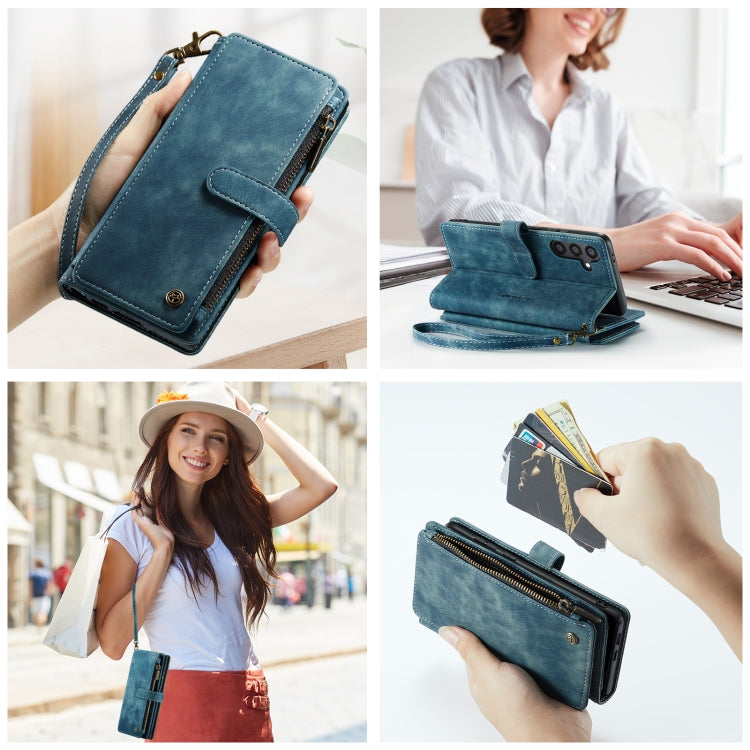 For Samsung Galaxy S24+ 5G CaseMe C30 Card Slots Zipper Wallet Leather Phone Case(Blue) - free shipping - PMC Jewellery - Order now!