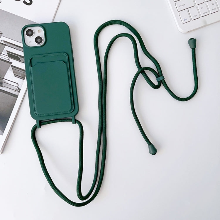For iPhone 15 Plus Crossbody Lanyard Elastic Silicone Card Holder Phone Case(Dark Green) - iPhone 15 Plus Cases by PMC TechLife | Online Shopping South Africa | PMC TechLife