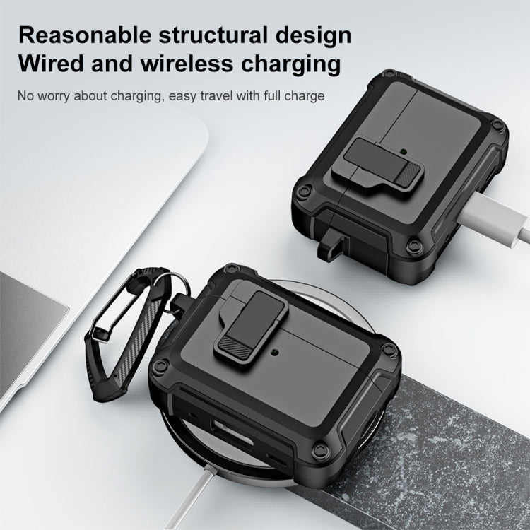 For AirPods Pro 2 TPU + PC Wireless Bluetooth Earphone Protective Case with Switch Lock & Hook(Grey) - free shipping - PMC Jewellery - Order now!