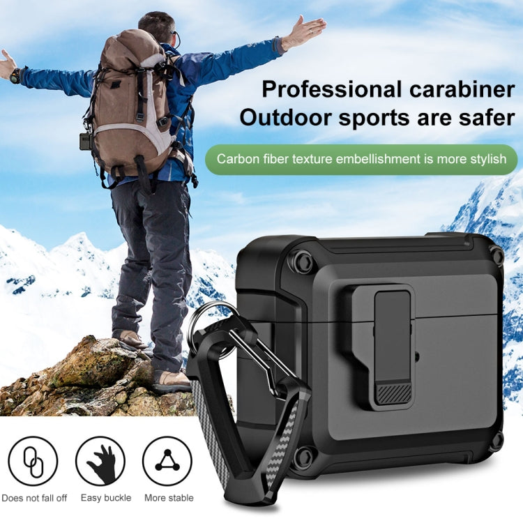 For AirPods Pro 2 TPU + PC Wireless Bluetooth Earphone Protective Case with Switch Lock & Hook(Blue) - For AirPods Pro 2 by PMC Jewellery | Online Shopping South Africa | PMC Jewellery | Buy Now Pay Later Mobicred