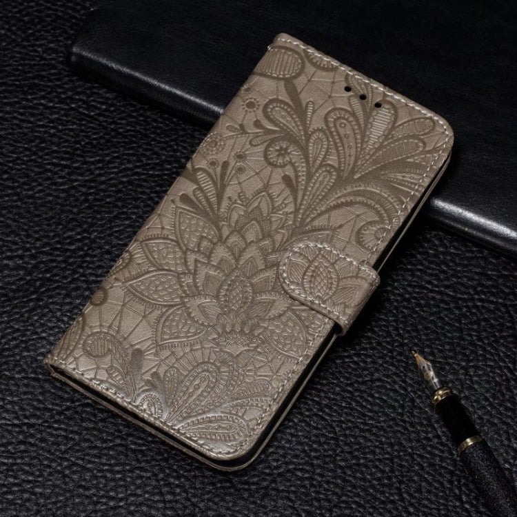 For iPhone 16 Pro Max Lace Flower Embossing Flip Leather Phone Case(Grey) - iPhone 16 Pro Max Cases by PMC TechLife | Online Shopping South Africa | PMC TechLife | Buy Now Pay Later Mobicred