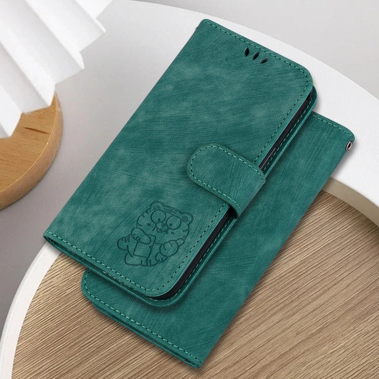 For Google Pixel 9 Pro Little Tiger Embossed Leather Phone Case(Green) - Google Cases by PMC TechLife | Online Shopping South Africa | PMC TechLife | Buy Now Pay Later Mobicred