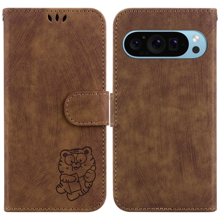 For Google Pixel 9 Pro Little Tiger Embossed Leather Phone Case(Brown) - Google Cases by PMC TechLife | Online Shopping South Africa | PMC TechLife | Buy Now Pay Later Mobicred