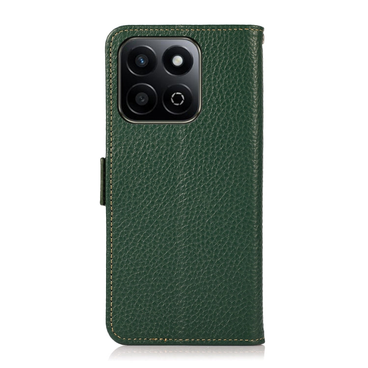 For Honor 200 Smart / Play 60 Plus KHAZNEH Side-Magnetic Litchi Genuine Leather RFID Phone Case(Green) - Honor Cases by PMC TechLife | Online Shopping South Africa | PMC TechLife | Buy Now Pay Later Mobicred