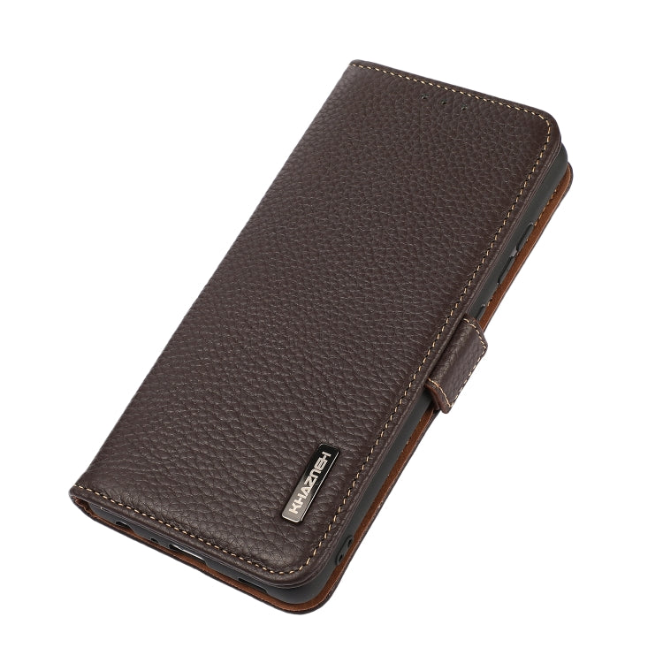 For Honor 200 Smart / Play 60 Plus KHAZNEH Side-Magnetic Litchi Genuine Leather RFID Phone Case(Brown) - Honor Cases by PMC TechLife | Online Shopping South Africa | PMC TechLife | Buy Now Pay Later Mobicred