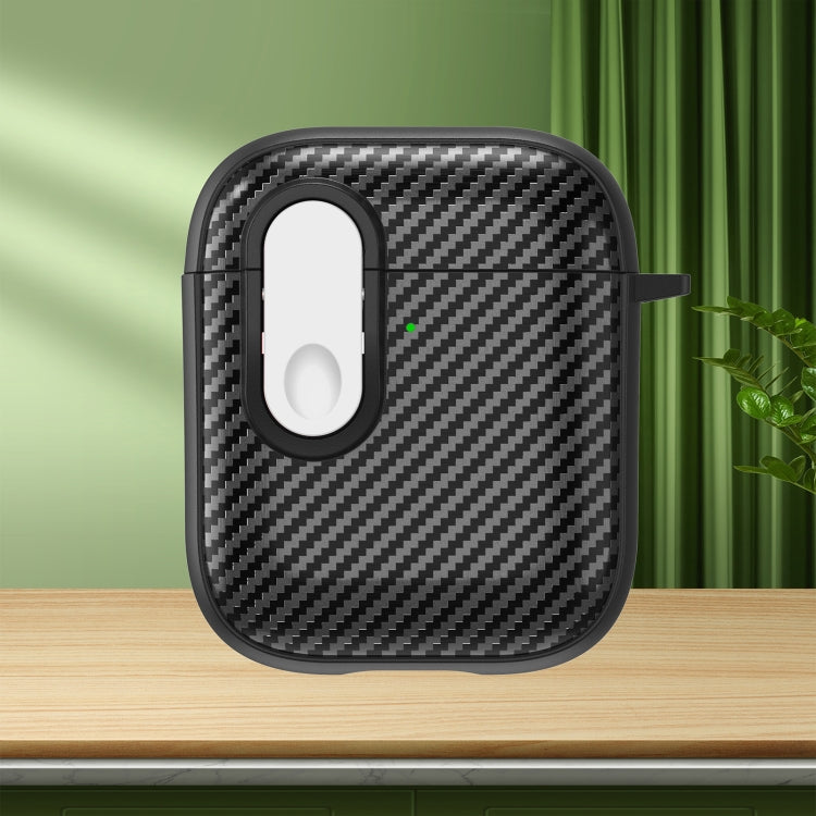 For AirPods 2 / 1 Carbon Fiber Texture Wireless Earphones Case with Security Lock(White) - For AirPods 1/2 by PMC Jewellery | Online Shopping South Africa | PMC Jewellery | Buy Now Pay Later Mobicred