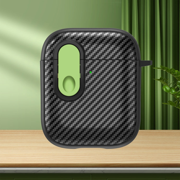 For AirPods 2 / 1 Carbon Fiber Texture Wireless Earphones Case with Security Lock(Green) - For AirPods 1/2 by PMC Jewellery | Online Shopping South Africa | PMC Jewellery | Buy Now Pay Later Mobicred