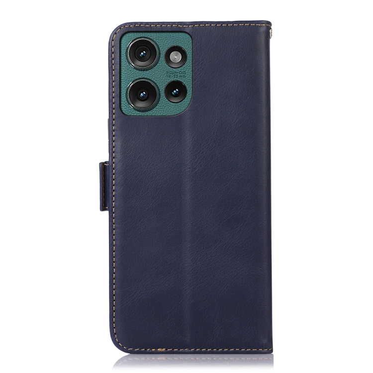 For Motorola Edge 50 Global Magnetic Crazy Horse Texture Genuine Leather Phone Case(Blue) - Motorola Cases by PMC TechLife | Online Shopping South Africa | PMC TechLife | Buy Now Pay Later Mobicred