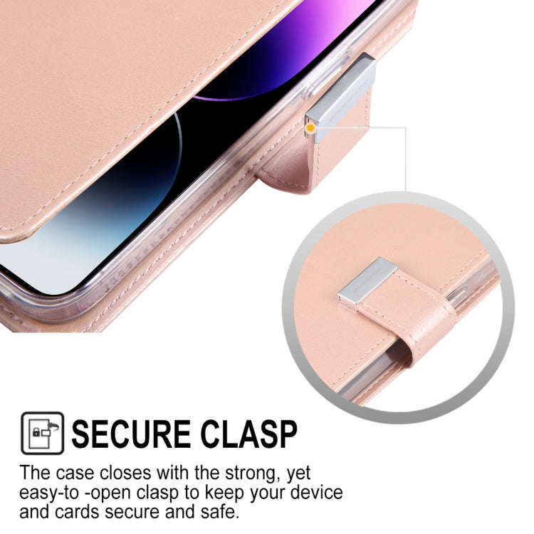 For iPhone 15 Pro Max GOOSPERY RICH DIARY Crazy Horse Texture Leather Phone Case(Rose Gold) - free shipping - PMC Jewellery - Order now!
