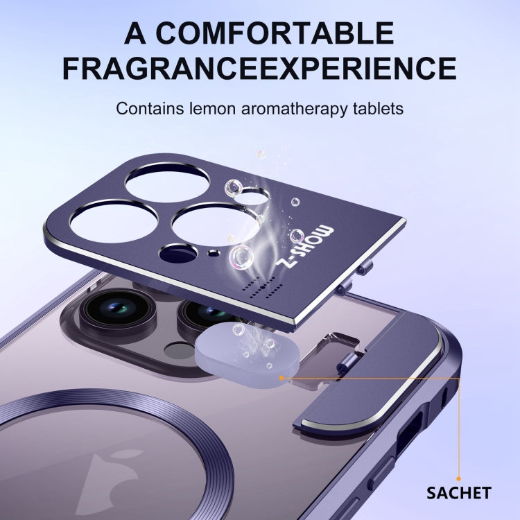 For iPhone 15 Pro Aromatherapy Holder Single-sided MagSafe Magnetic Phone Case(Purple) - iPhone 15 Pro Cases by PMc TechLife | Online Shopping South Africa | PMc TechLife | Buy Now Pay Later Mobicred